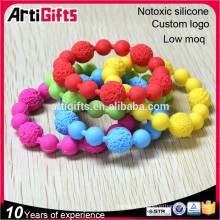 Various colors bead bracelets designs silicon soft bead bracelets bangles